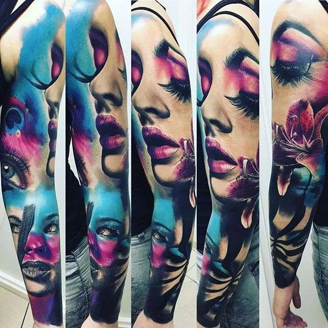 Tatuatore Sandry Riffard tatuaggio colorato realistico | Тату мастер Sandry Riffard цветная реализм татуировка 